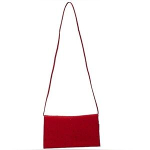 D&G Dolce & Gabbana Red Crossbody Shoulder Bag Crystal Studded Vintage Purse